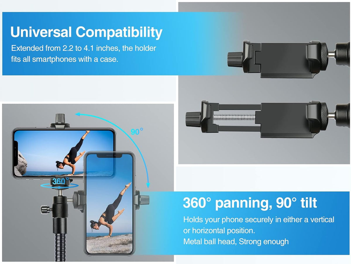 elitehood 81" Tall Tripod Stand for iPhone with 17in Adjustable Gooseneck