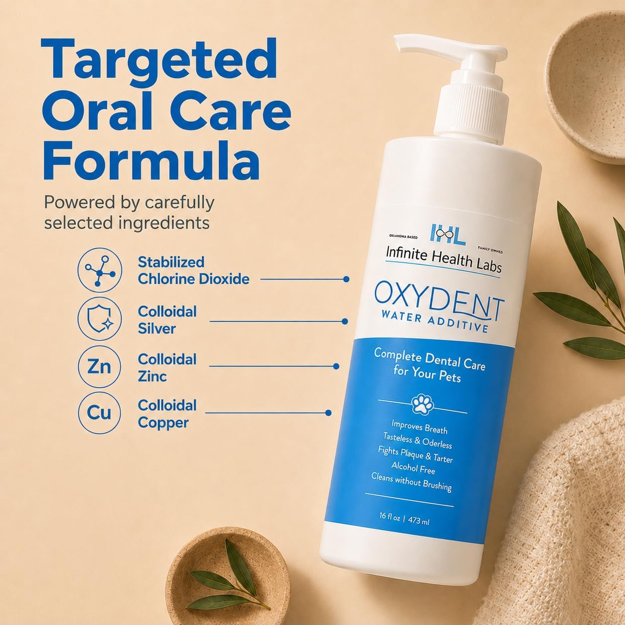 Oxydent Pet Dental Water Additive, Dogs & Cats, 16 oz