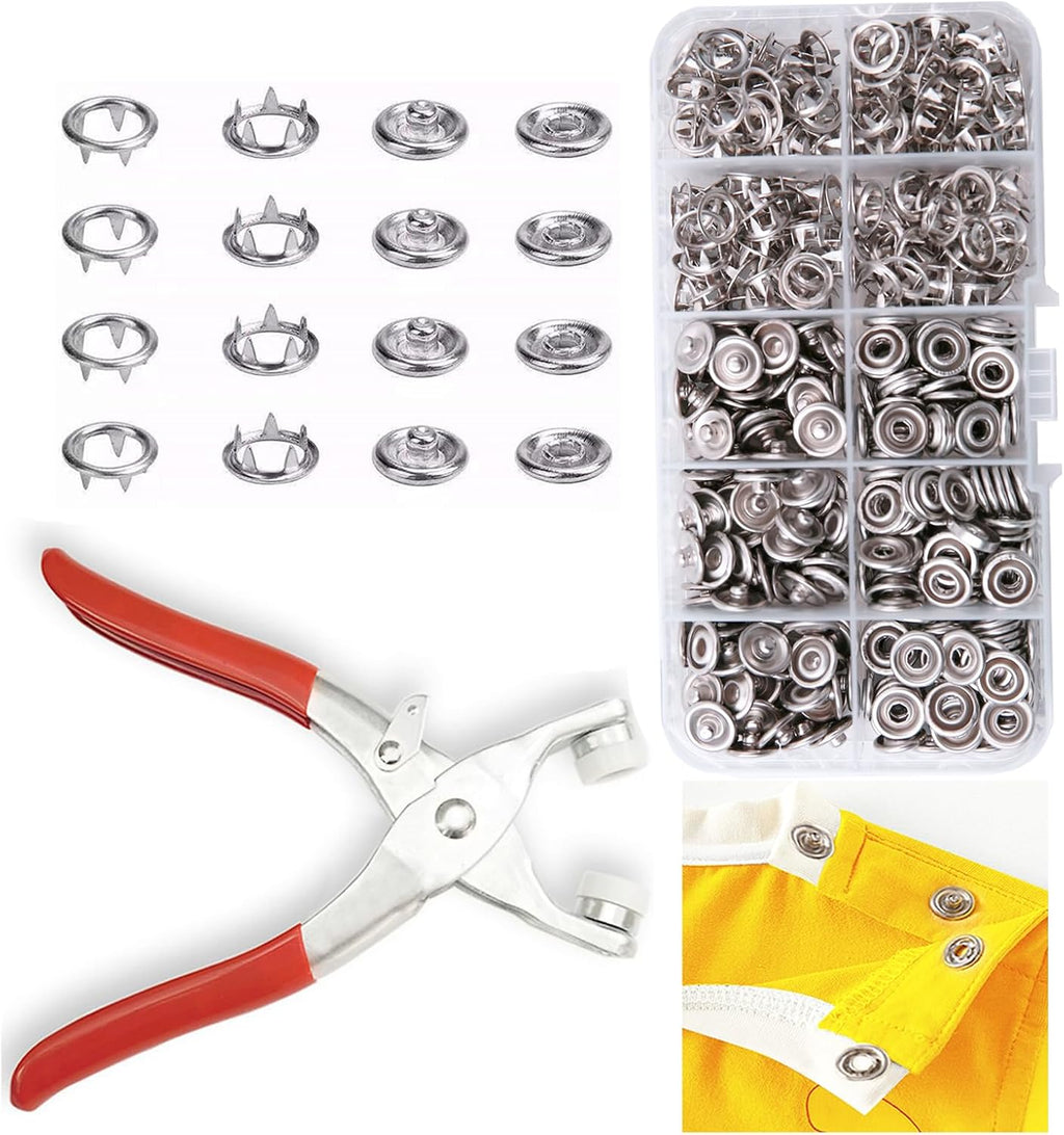 GTAAOY 9.5 mm Metal Snaps Buttons with Snap Pliers, 100 Set