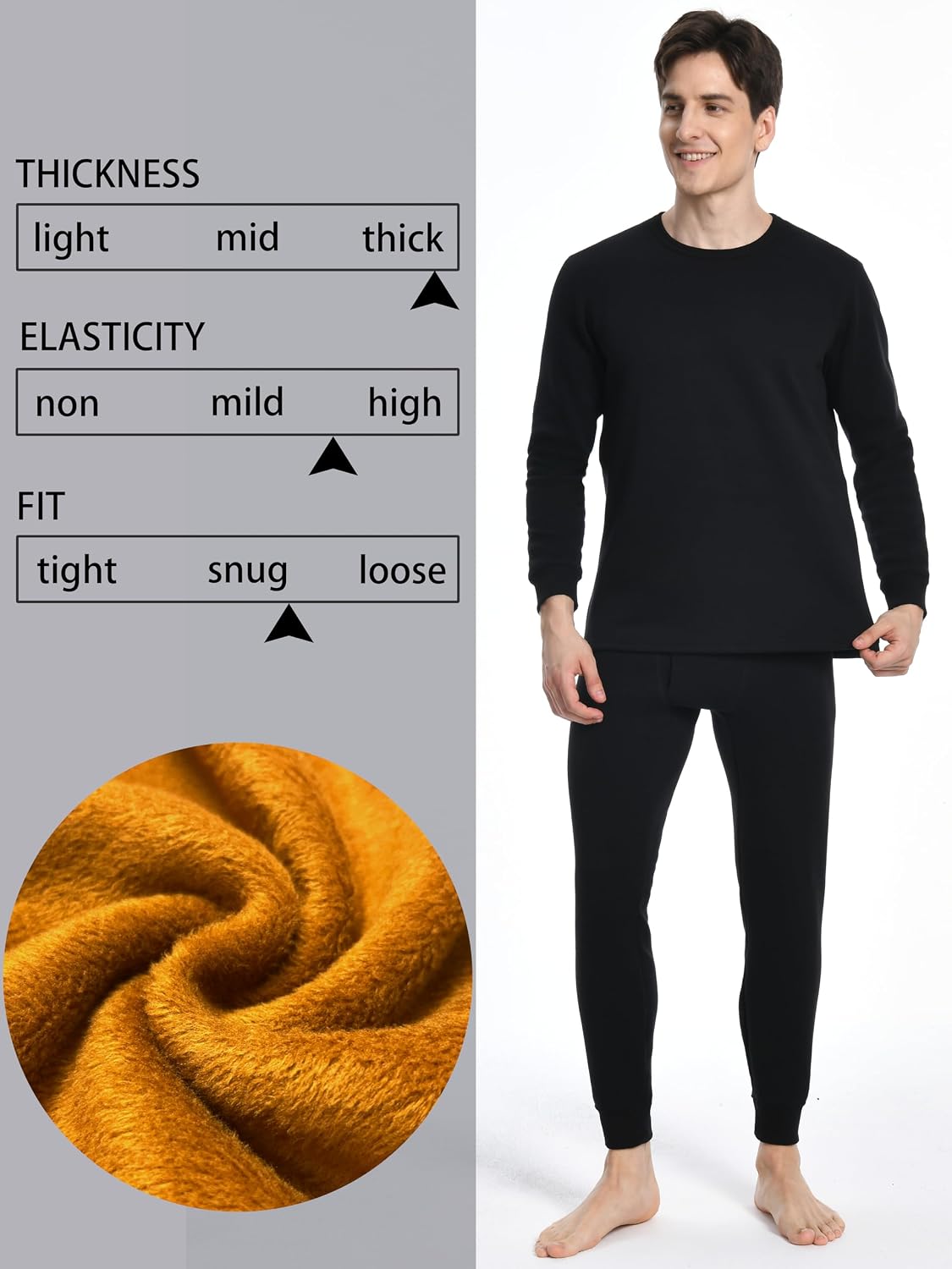 Nutria Mens Thermal Underwear Set Thick Fleece Lined Heavyweight Outdoor Baselayer Extreme Cold Weather Winter Ultra-Warm U10