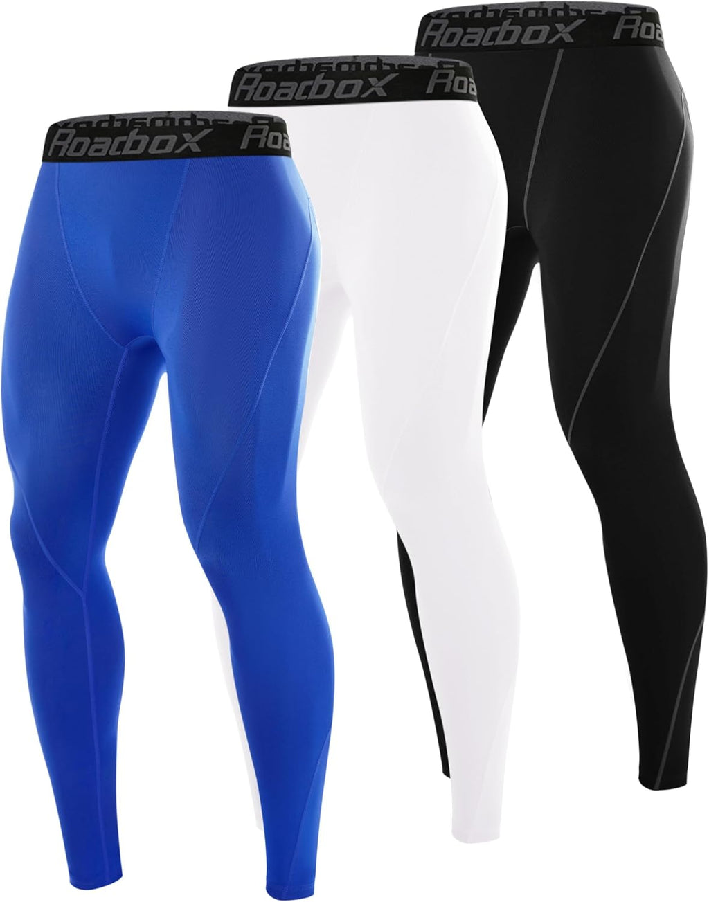 Roadbox 3 Pack Compression Pants Men, Performance Running Workout Leggings