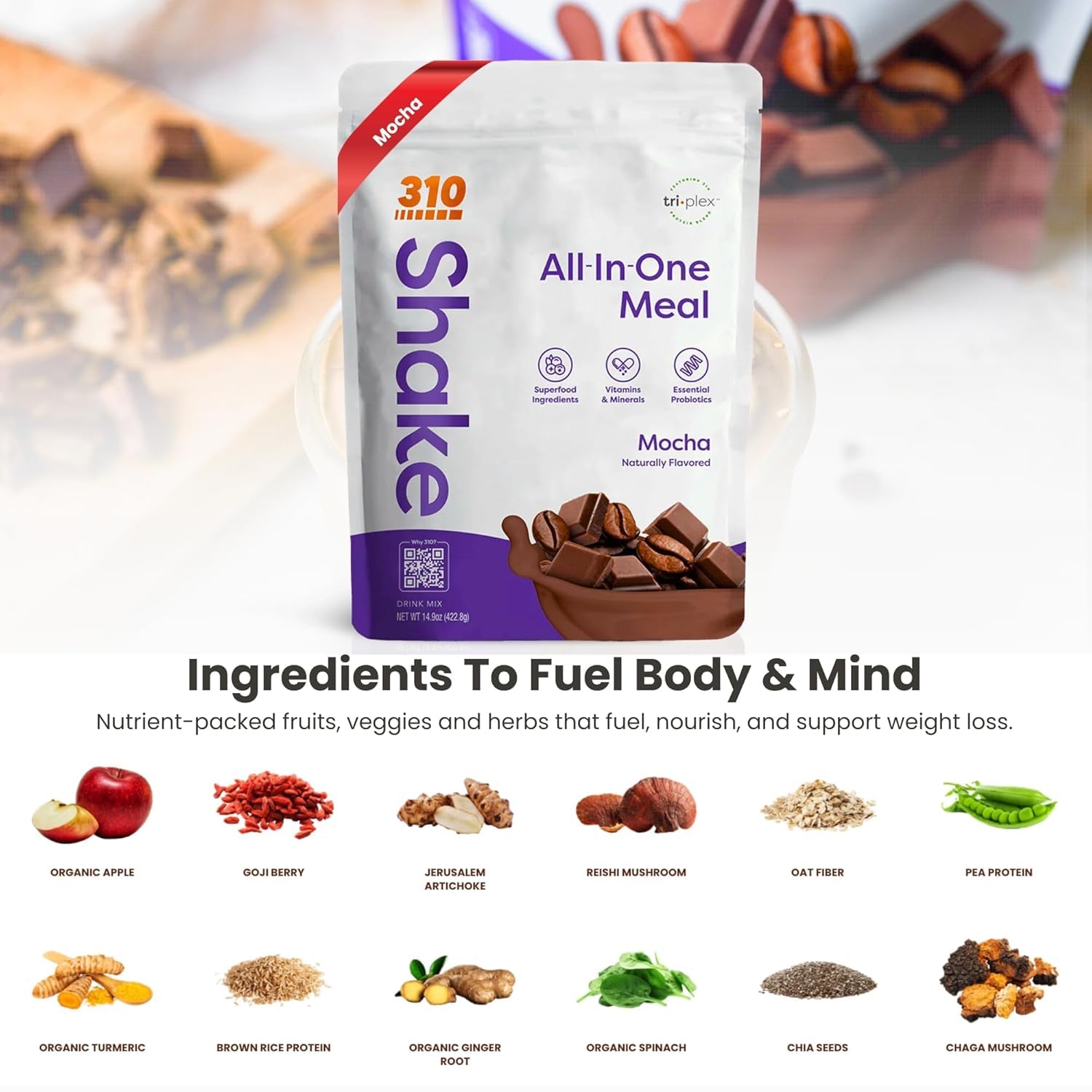 310 Nutrition All-In-One Meal Replacement Shake Powder - Mocha - 14 Srv