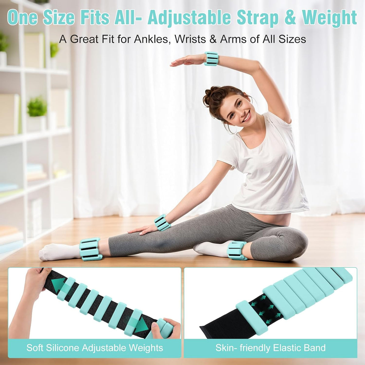 Ankle Wrist Weights for Women Men Adjustable Silicone Arm Leg Weight