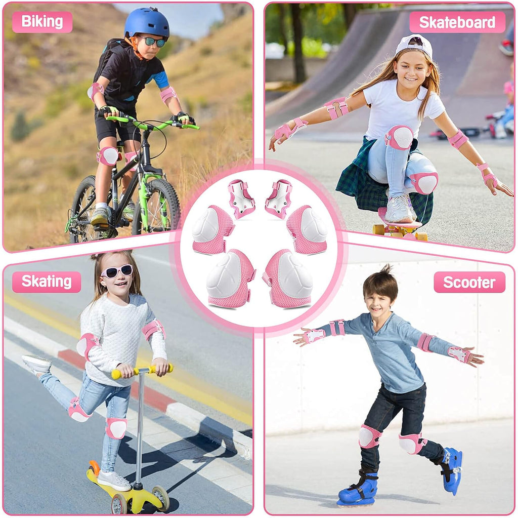 Wemfg Kids Protective Gear Set Knee Pads for Kids 3-14 Years Toddler Knee and Elbow Pads with Wrist Guards 3 in 1 for Skating Cycling Bike Rollerblading Scooter