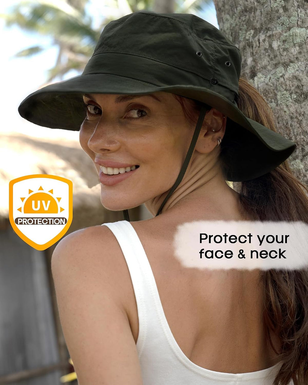 FURTALK Sun Hats for Women Ponytail Wide Brim Summer Packable Cowboy Hat