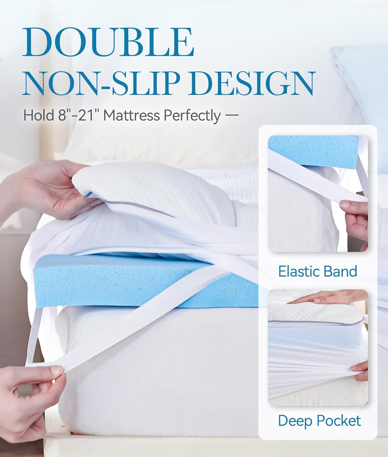 BDEUS Waterproof Dual Layer 3 Inch Memory Foam Mattress Topper Twin Size, 2 Inch Gel Memory Foam Plus 500 GSM Down Alternative Quilted Pillow Top Mattress Pad Cover for Kids, Pets