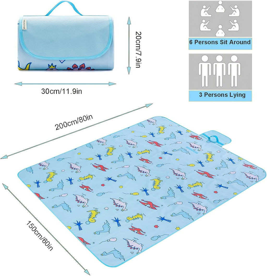Large Picnic Blanket Waterproof Sand Free Beach Mat Foldable Picnic Mat Sandproof Beach Blanket Extra Large Grass Concert Blanket for Sporting Events, Family Picnic, Camping, Travel, Park