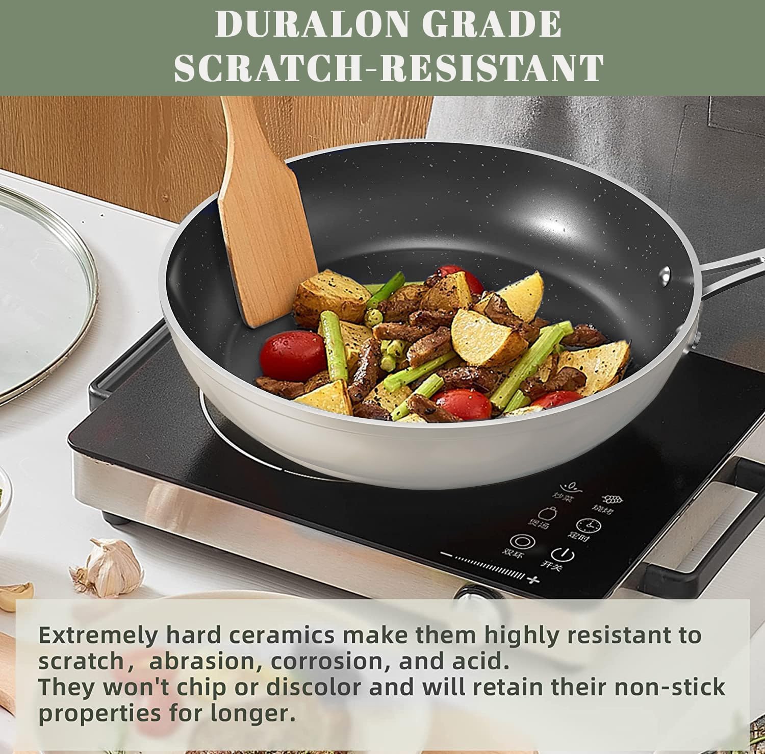 Nuwave 7pc Cookware Set Healthy Duralon Blue Ceramic Nonstick Coated
