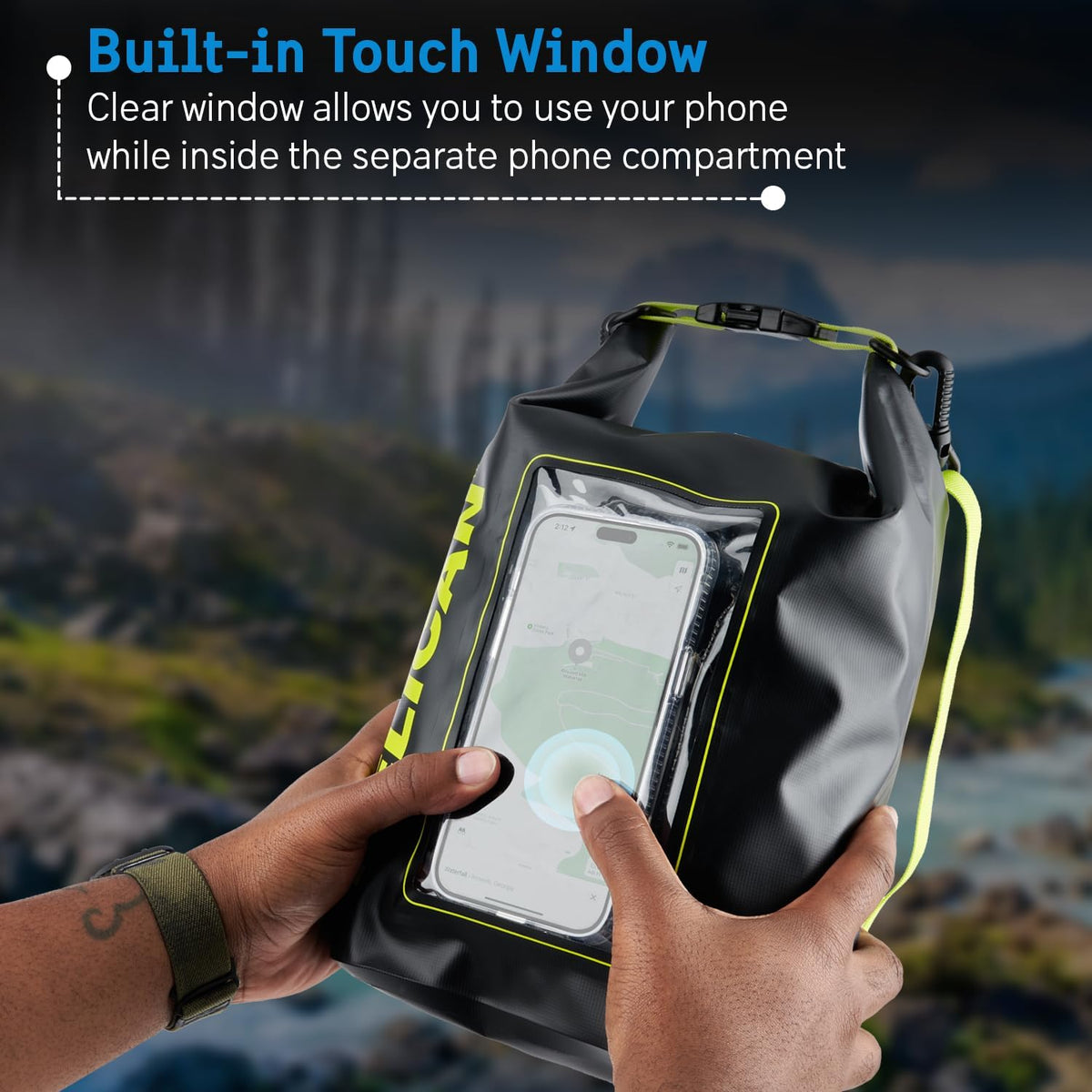 Pelican Marine IP68 Waterproof Dry Bag 5L w/Phone Pouch/Case - Black/Yellow