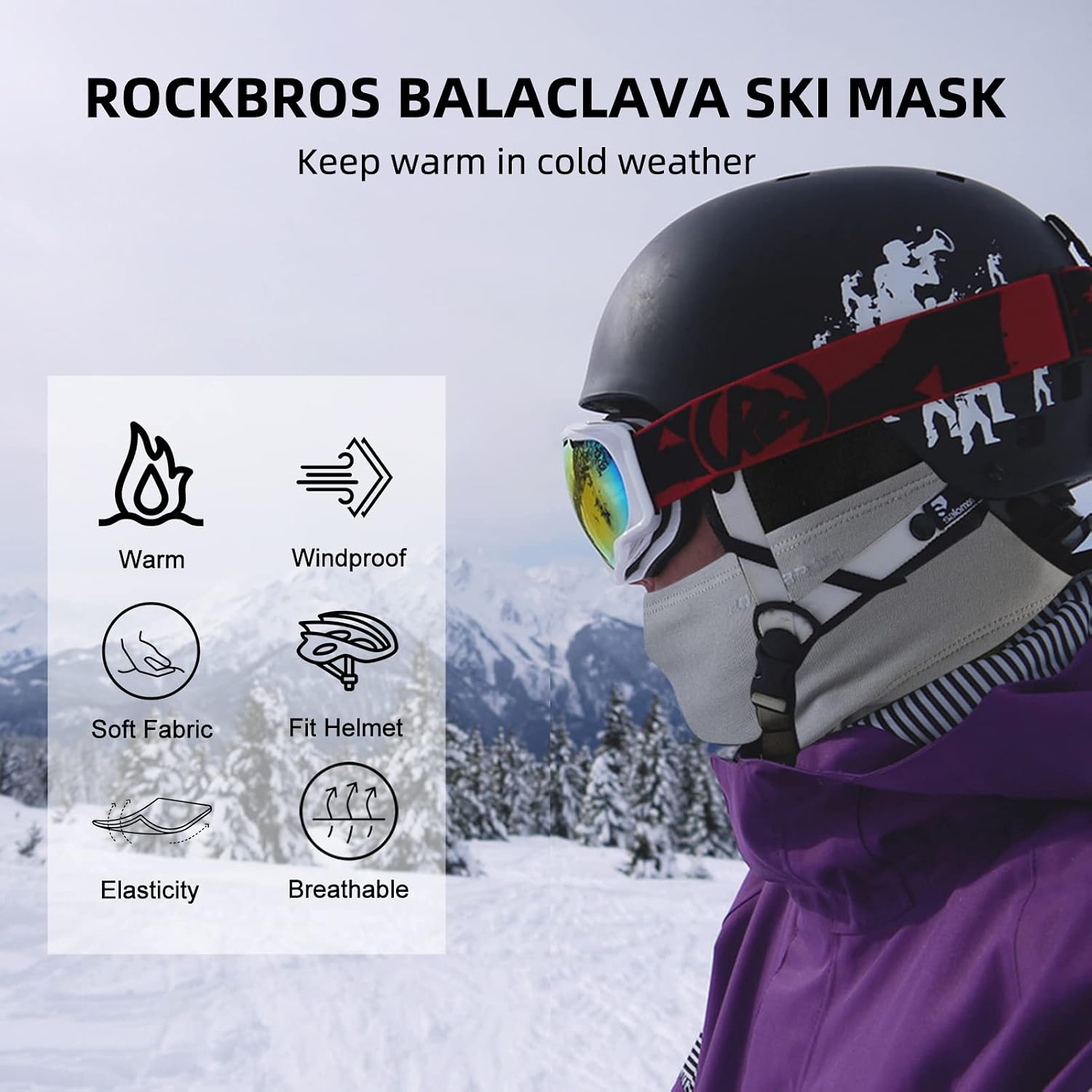 ROCKBROS Windproof Thermal Balaclava Ski Mask for Men and Women Cycling