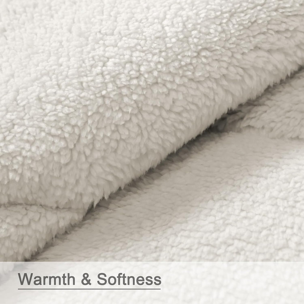 zzlamb Puffy Thick Outdoor Camping Blanket with Sherpa Lining 52x75in