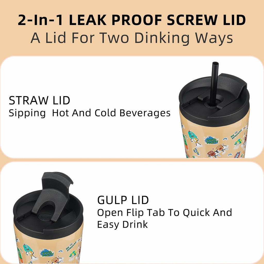 BJPKPK 22 oz Coffee Tumbler with Straw, Insulated Stainless Steel Cup