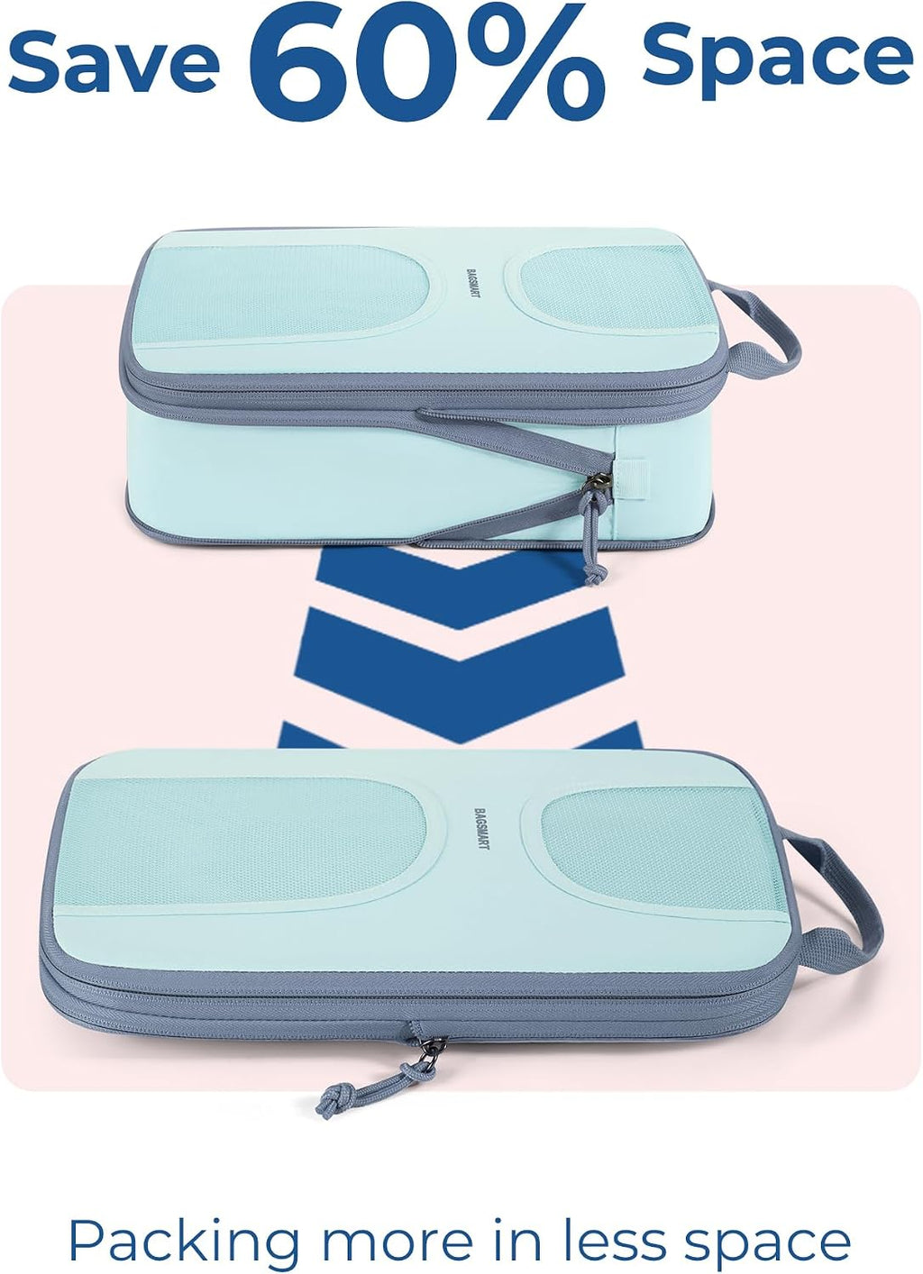 BAGSMART 6 Set Compression Packing Cubes, Travel Luggage Organizer Bags