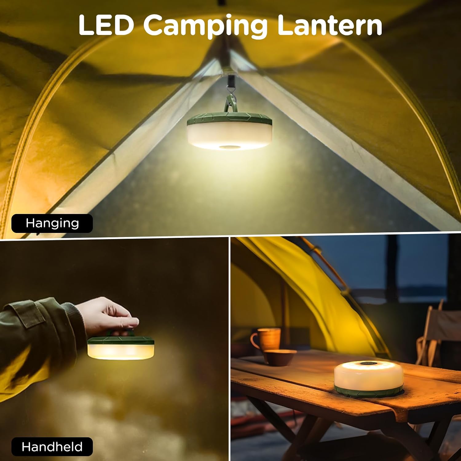 OGERY Camping String Lights with Remote, 4 in 1 Quick Storage 32.8FT 8 Mode