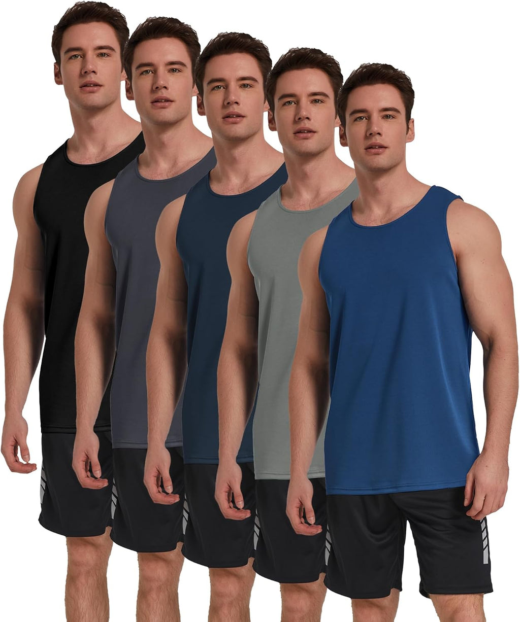 5 Pack Men's Workout Tank Tops Sleeveless Shirt Mesh Muscle Gym Fitness