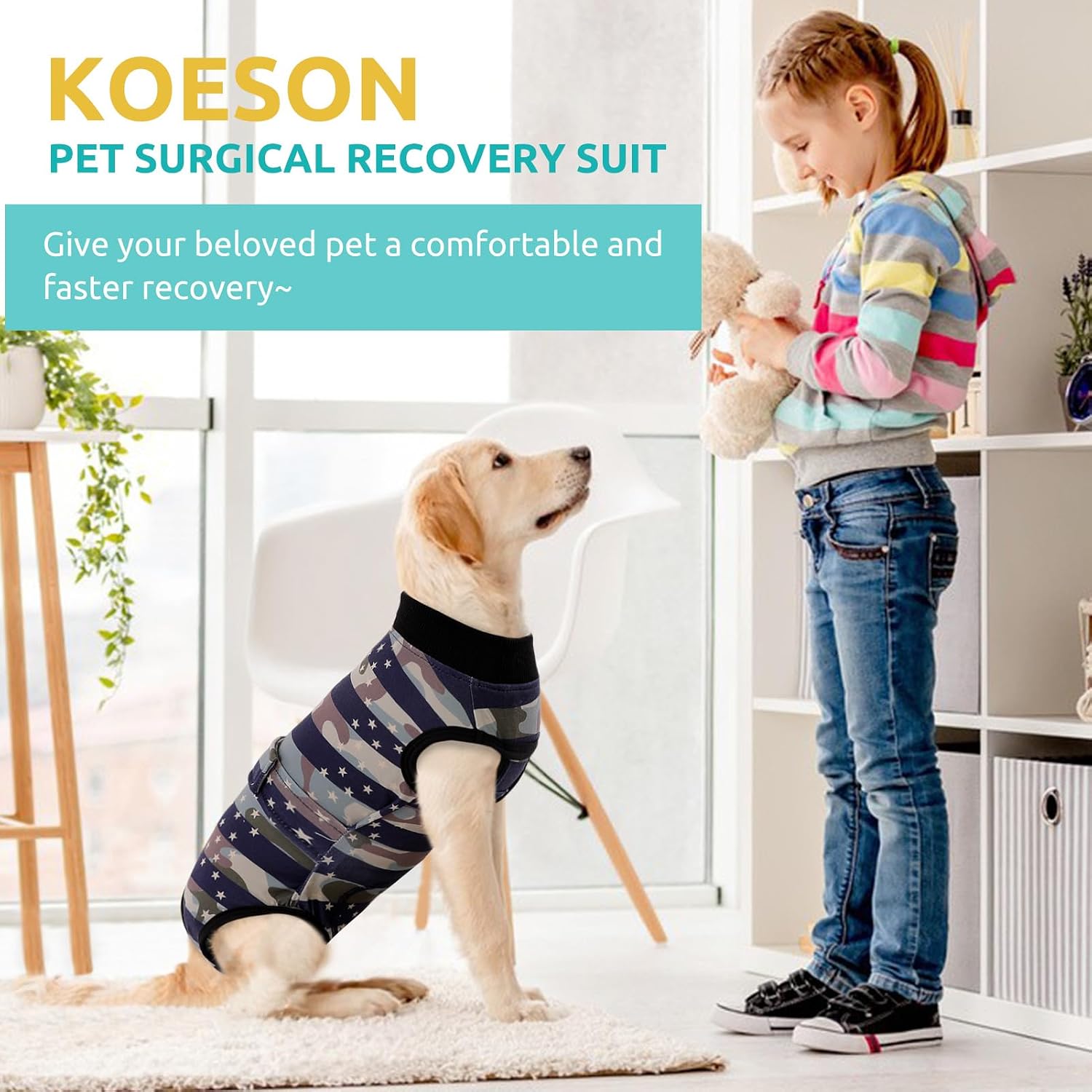 KOESON Lightweight & Soft Surgery Recovery Suit for Large Dogs Female Male