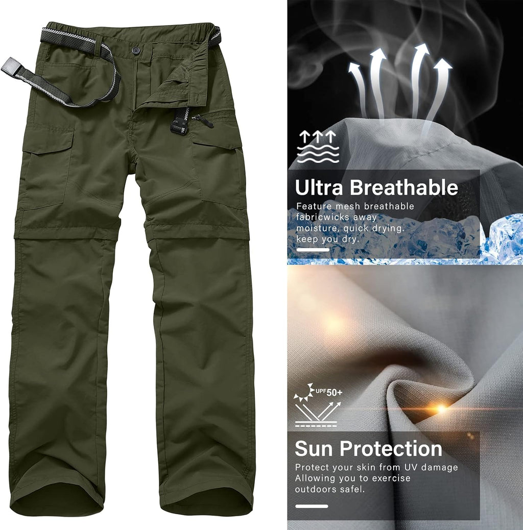 linlon Boy Scout Pants Hiking Mens Convertible Zip Off Safari Fishing