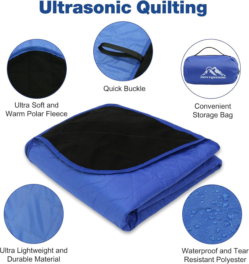 Outdoor Waterproof Camping Blanket, Foldable Fleece Stadium Blanket for Outdoor Sports Event, Camping, Picnics