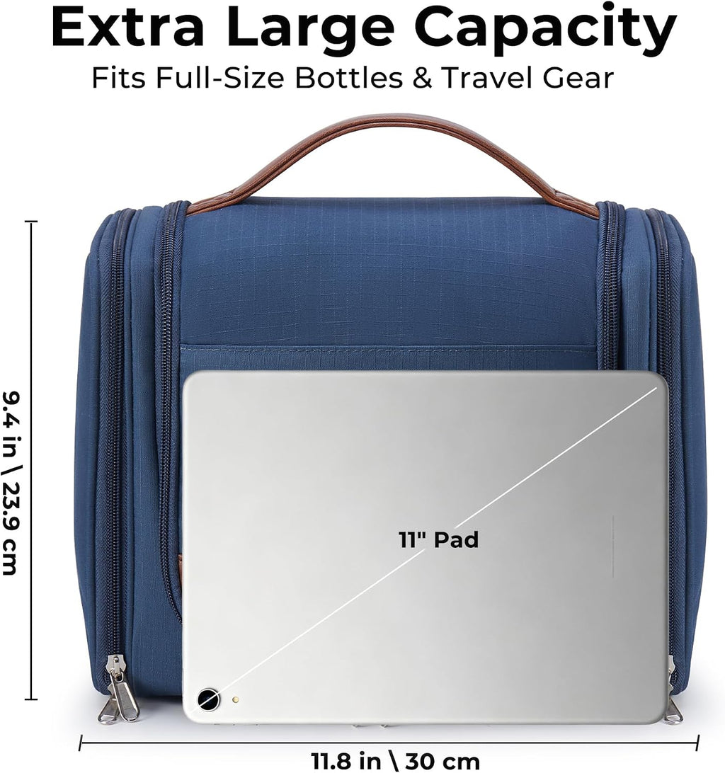 Ralnitote Large Hanging Toiletry Bag for Men, Travel Bathroom Bag with Hook, Hygiene Bag Organizer for Shower, Shaving & Grooming Essentials, Navy