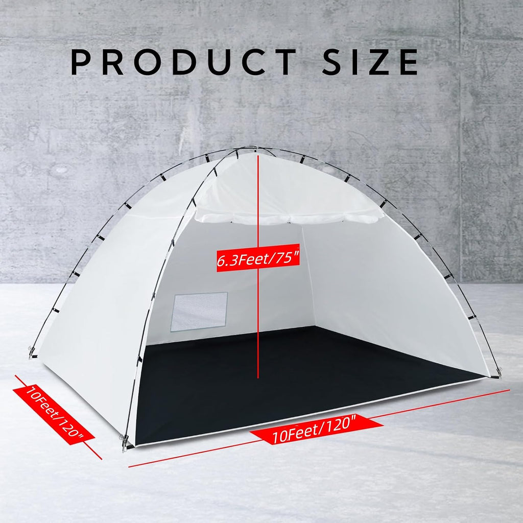 Siebwin 10x10x6.2ft Spray Paint Tent, Mesh Screen & Windproof Hooks, White