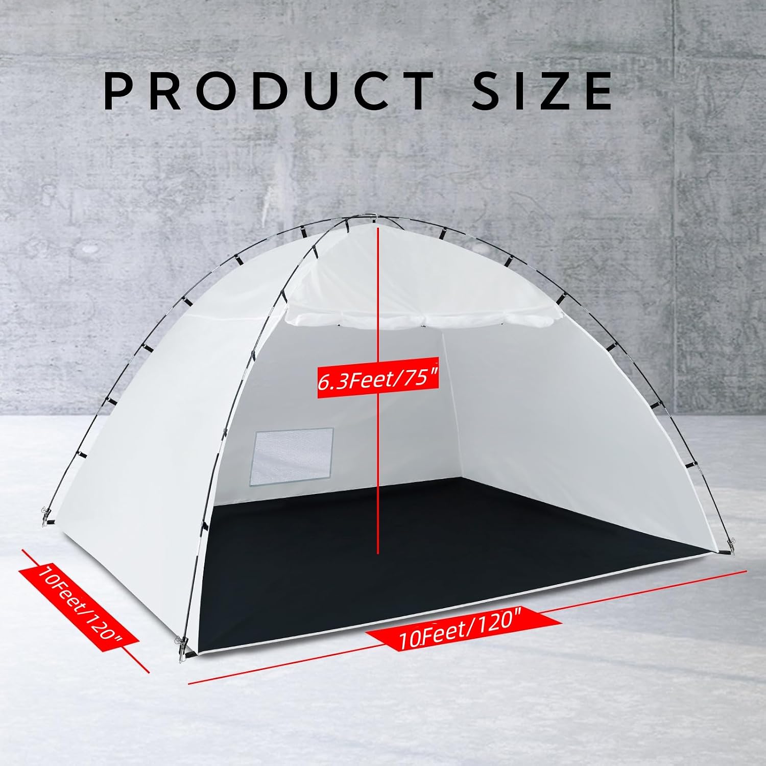 Siebwin 10x10x6.2ft Spray Paint Tent, Mesh Screen & Windproof Hooks, White