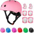 KAMUGO Kids Adjustable Helmet, with Sports Protective Gear Set Knee Elbow Wrist Pads for Toddler Age 2-8 Boys Girls, Bike Skateboard Hoverboard Scooter Rollerblading Helmet Set
