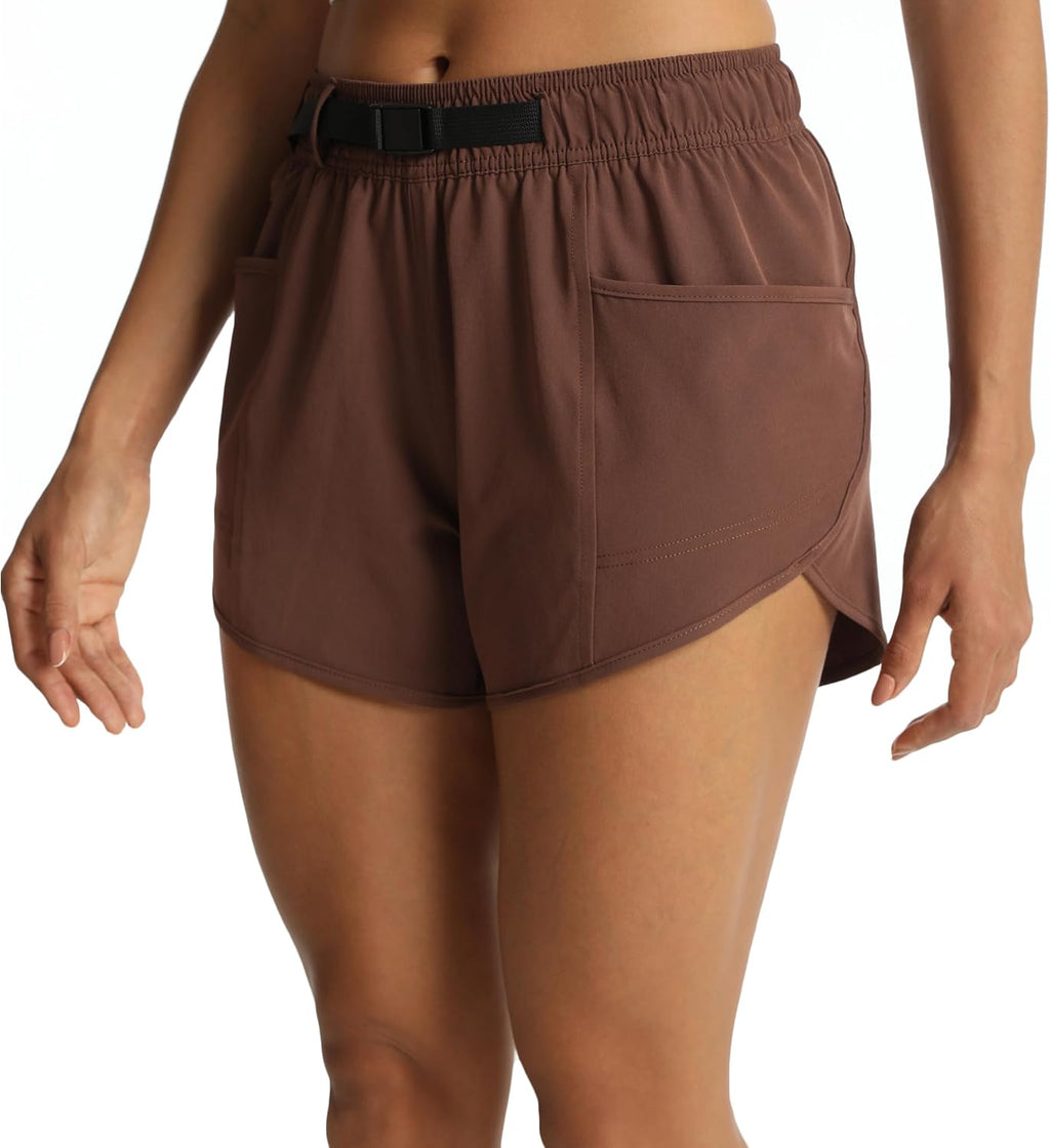 Women's Athletic Hiking Shorts with Liner Quick-Dry Workout Running Shorts