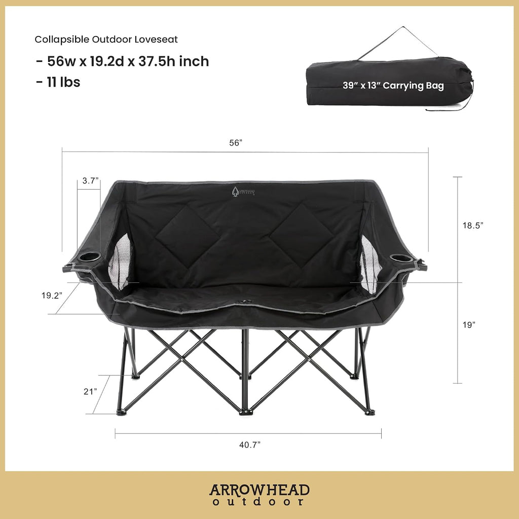 ARROWHEAD OUTDOOR Portable Folding Double Duo Camping Chair Loveseat