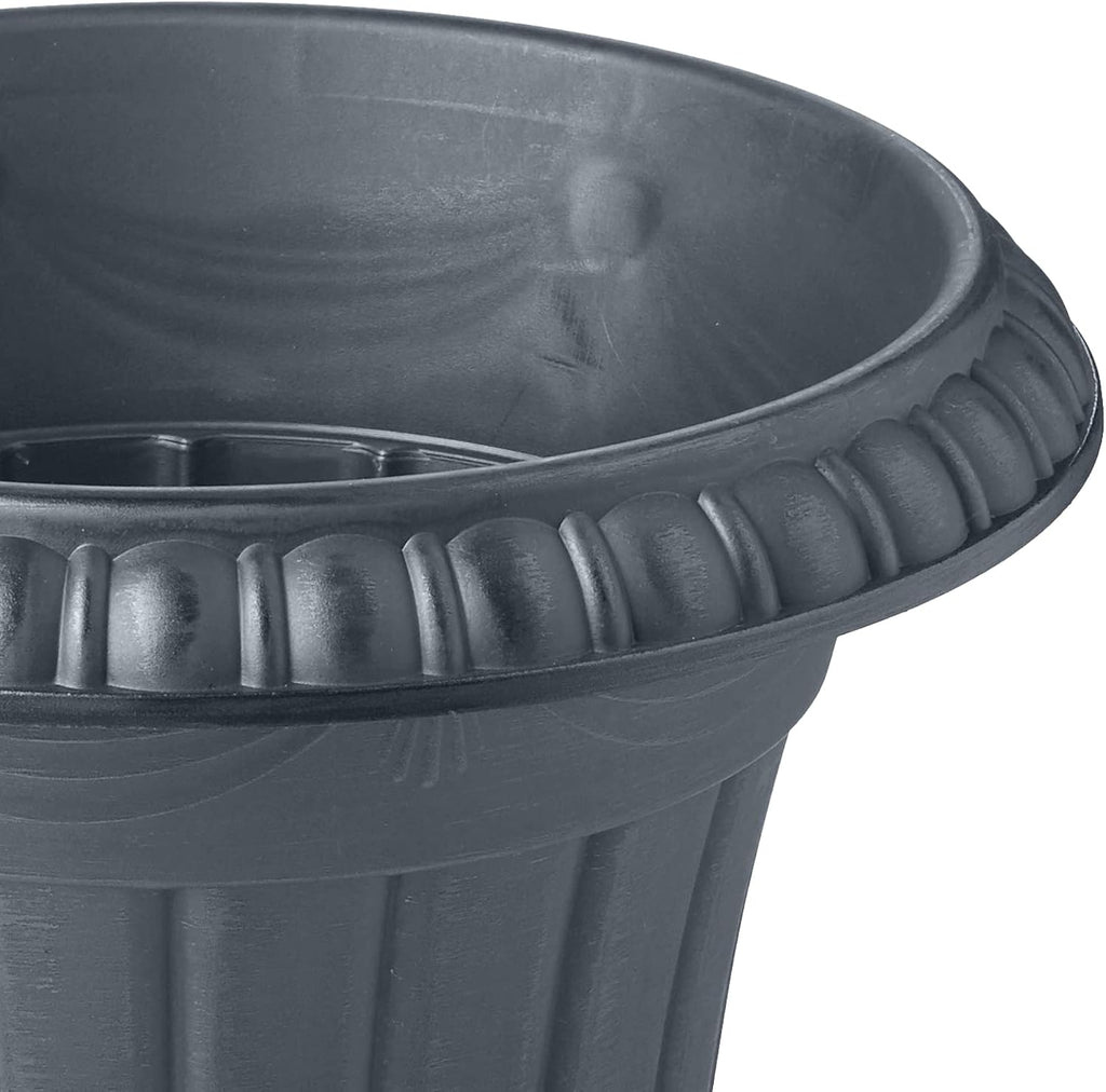 Arcadia Garden Products PL20GY Classic Traditional Plastic Urn Planter Indoor/Outdoor, 10" x 12", Gray