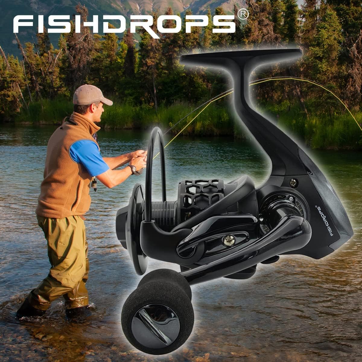 Fishdrops Spinning Fishing Reels 12+1BB Ultra Lightweight Carved Aluminum Spool Reels Affordable Smooth Spinning Reels