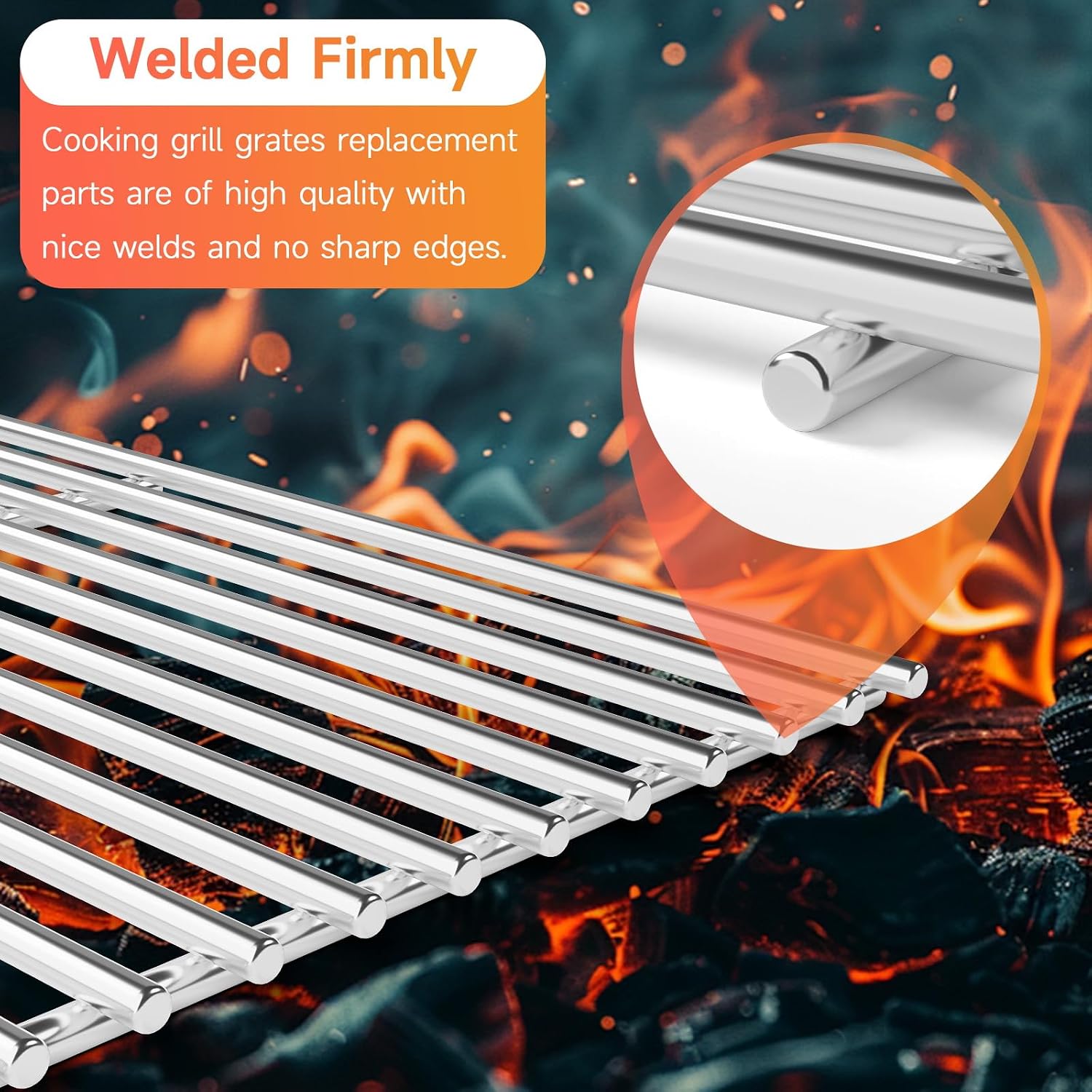 2pcs Stainless Steel Grill Grates for Weber, 18.75" x 26.5''