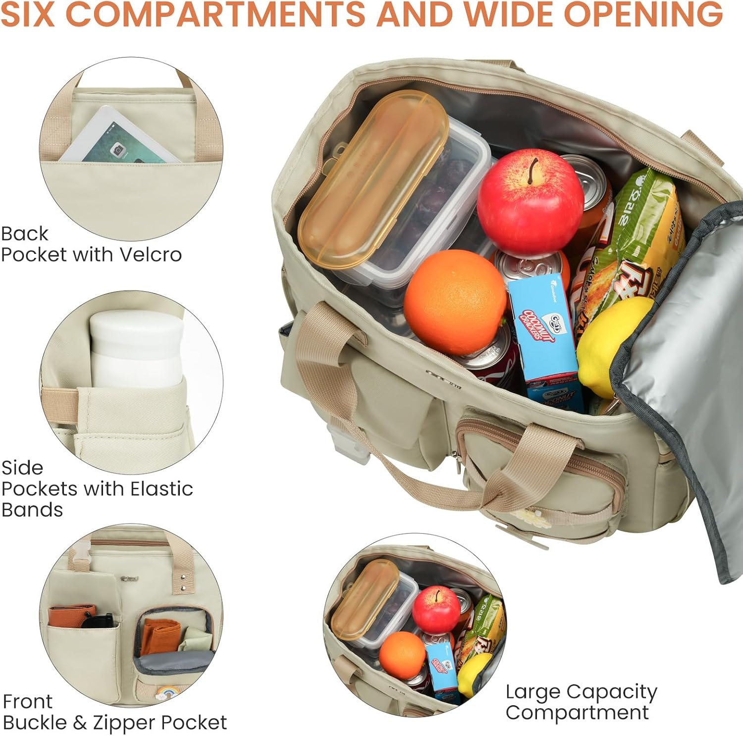 Insulated Lunch Box Tote for Girls Women - Large Leakproof Cooler Bag with Shoulder Strap & Multiple Pockets,Reusable Lunch Bag for Work,School,Picnic,Beach,Camping,Green