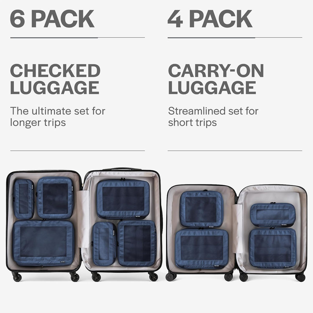 Aerotrunk Compression Packing Cubes for Travel, 4-Pack, Dark Blue
