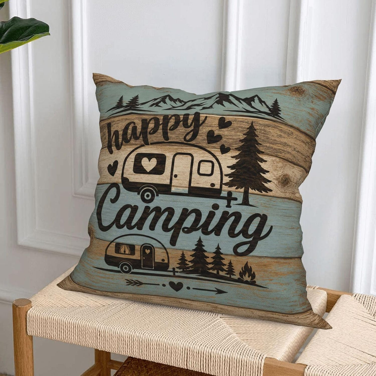 Camping Decorative Throw Pillow Covers 18x18 Inch Set of 4