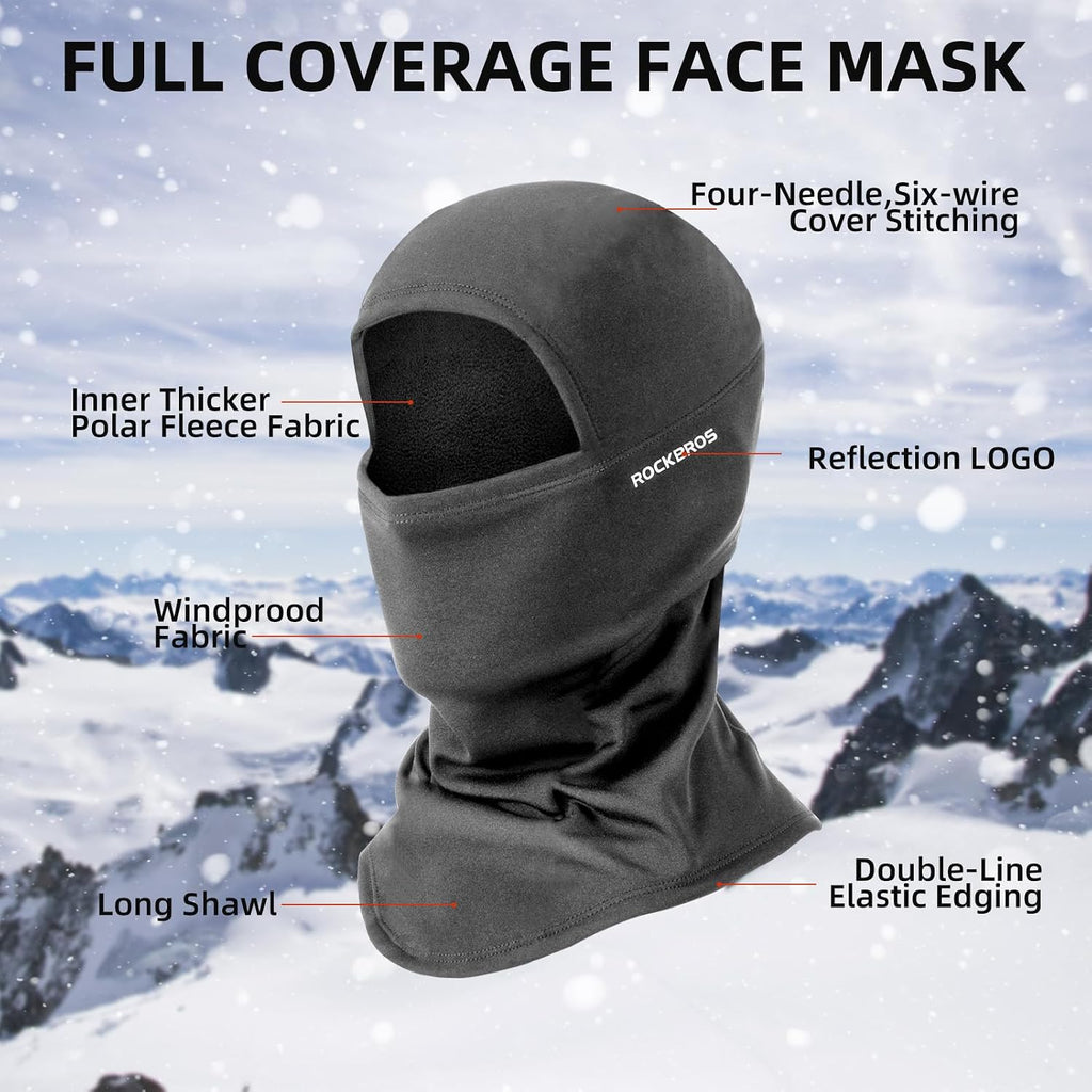 ROCKBROS Ski Mask Balaclava Cold Weather Scarf Thermal Winter Neck
