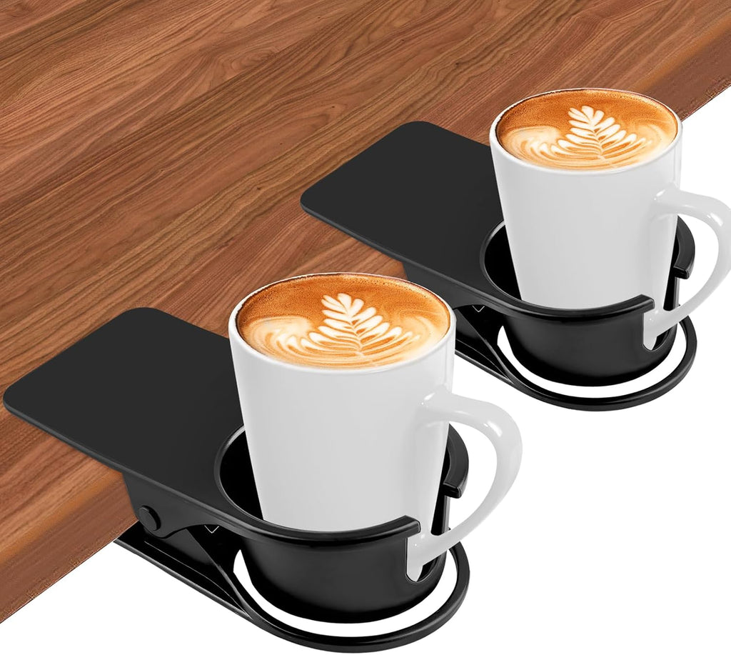 2PCS Clip on Drink Holder for Beach Chair, Desk Cup Holder with Groove