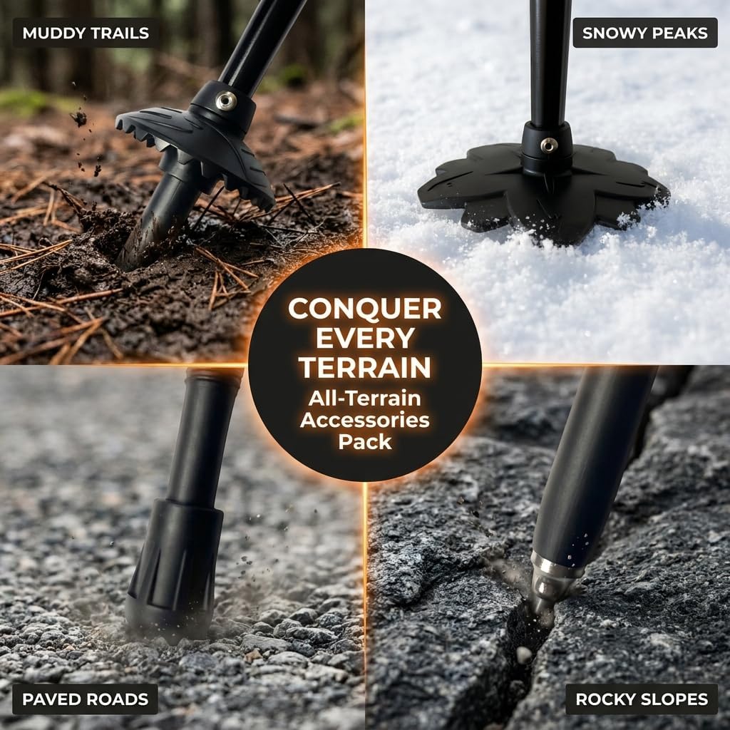 FOREST PILOT Trekking Poles - Lightweight 7075 Aluminum with Flip Lock & All Terrain Accessories - Pair of 2 Walking Sticks for Hiking with EVA or Beech Wood Grip