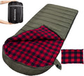 Keencamp 0 Degree Sleeping Bag Cotton Flannel Winter Cold Weather for Adults XXL Sleeping Bag 4 Season Big and Tall with Pillow Compression Sack