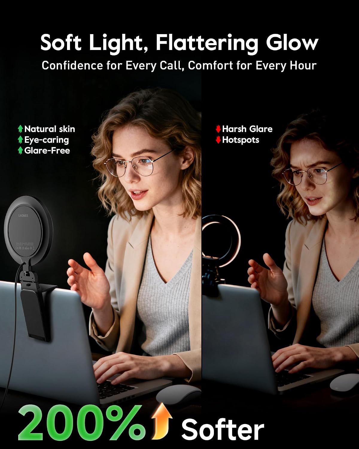 5" Ring Light for Computer, Eye-Care Lighting for Zoom Meetings, Streaming