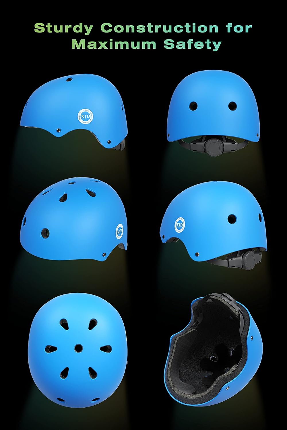 XJD Kids Bike Helmet Set for 3-5-8-14 Years, Knee Elbow Pads Wrist Guards