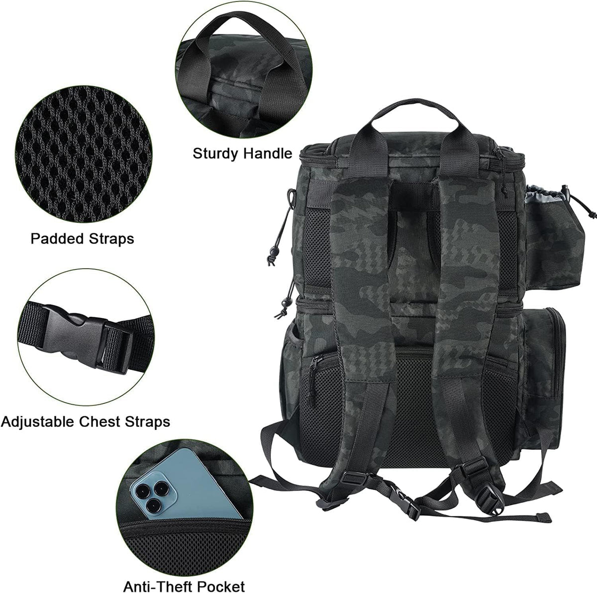 MATEIN Fishing Backpack, Tackle Storage Bag with Rod Holders & Cooler