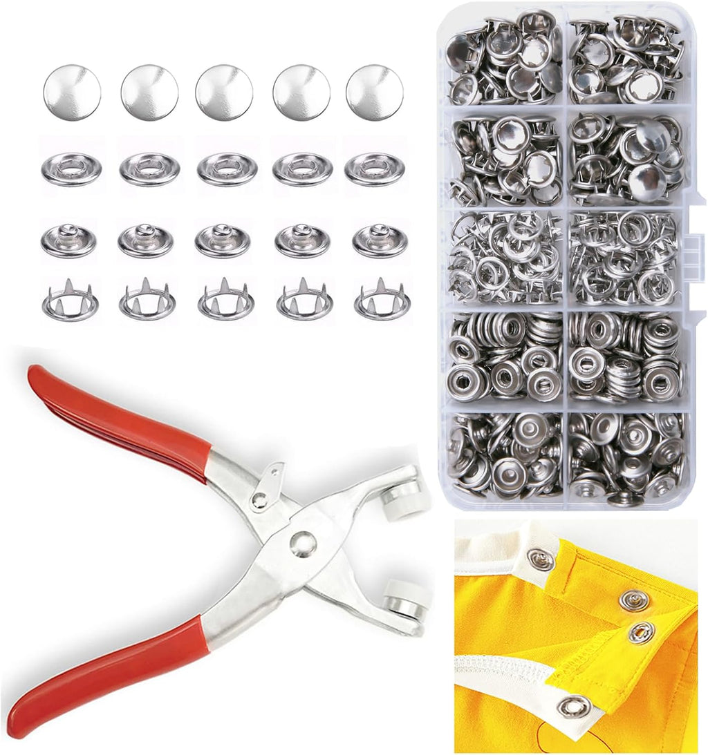 GTAAOY 9.5 mm Metal Snaps Buttons with Snap Pliers, 100 Set