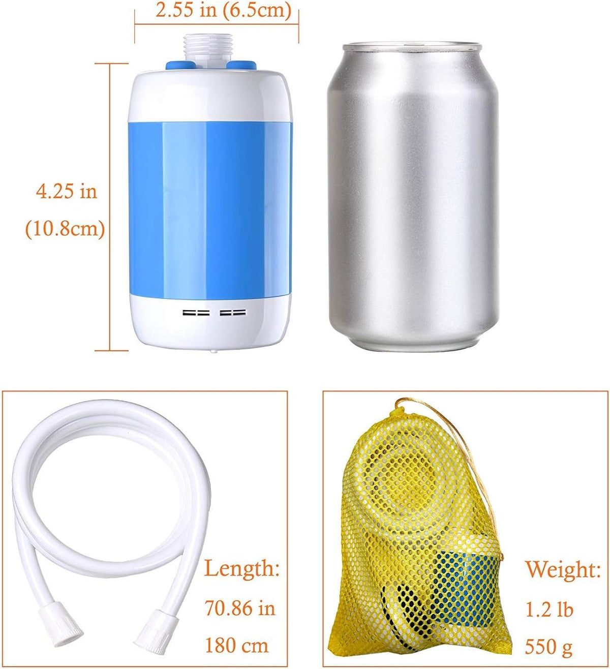 Iron Hammer Portable Shower Electric Shower Camping Shower with Shower Head Shut Off Valve