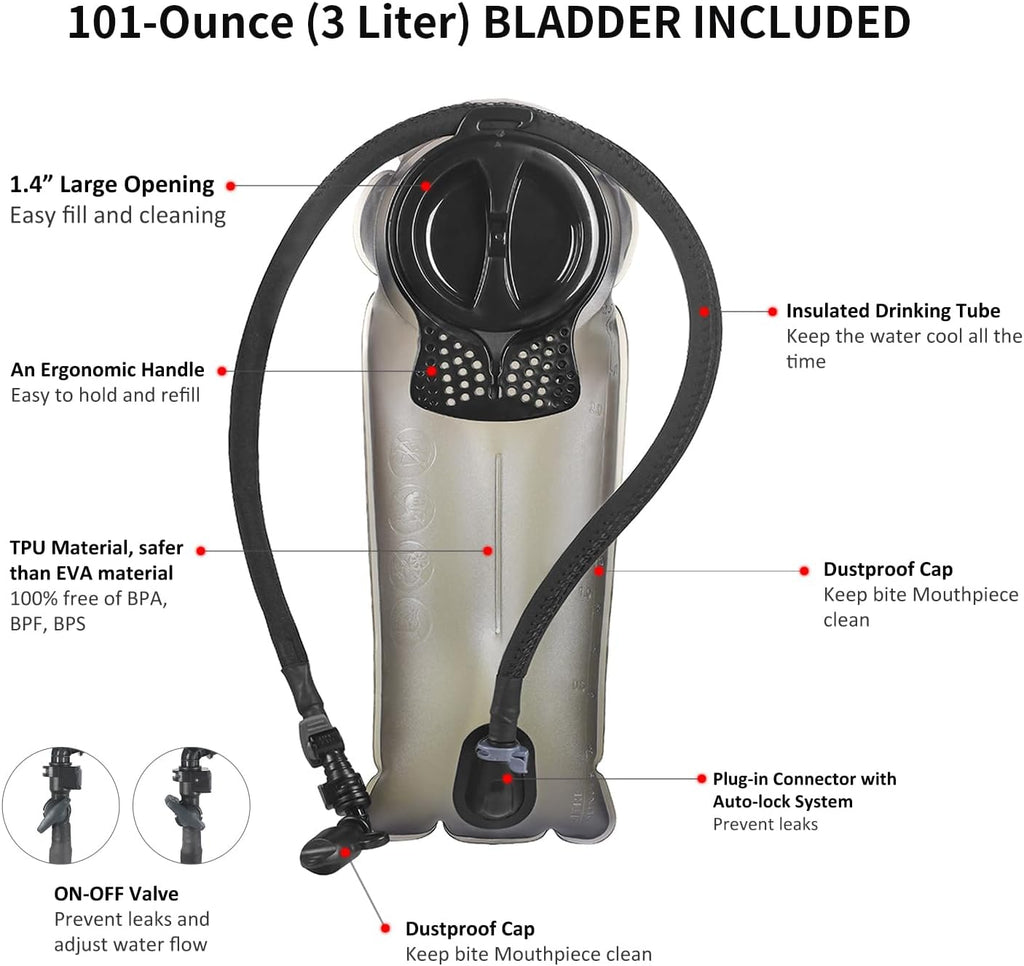 Unigear Tactical Hydration Backpack with 3L Water Bladder, Molle Backpack