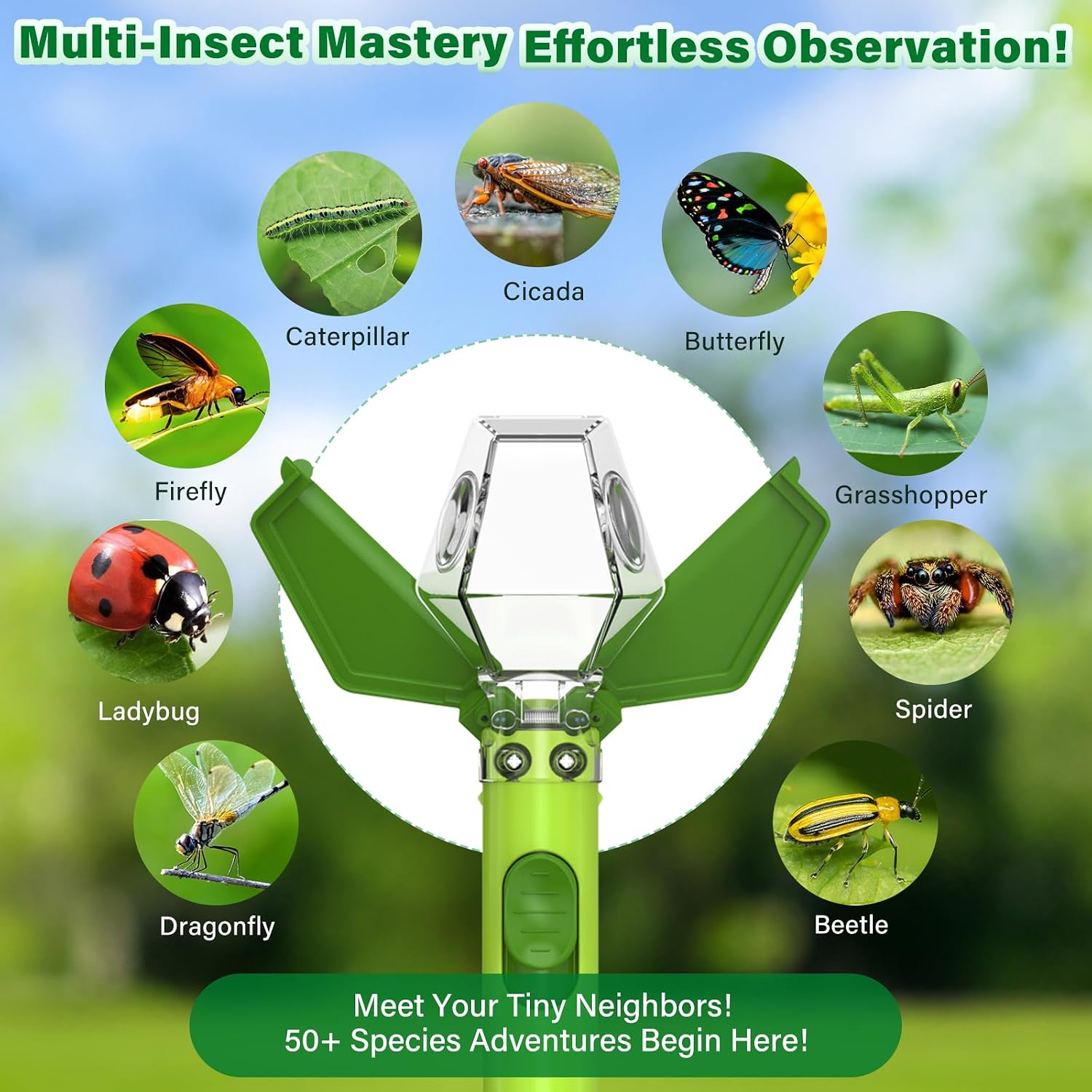 2PCS Bug Catcher for Kids with 6X Magnifier, STEM Educational Learning Toys