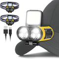 Foleto 2 Pack LED Hard Hat Light, 900LM Rechargeable Dimmable Clip on Cap Lights (Yellow)