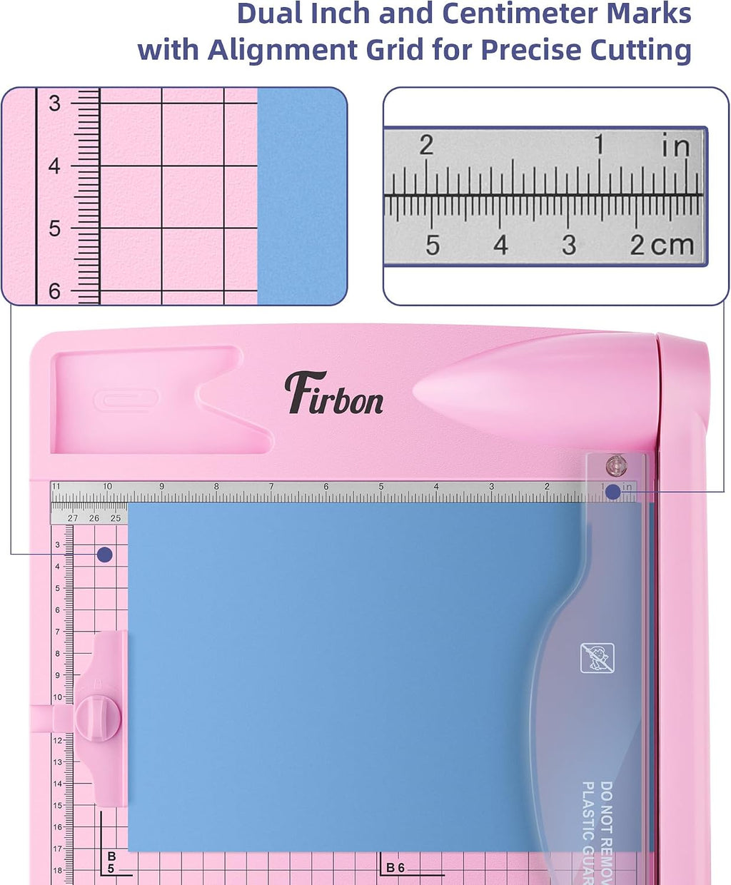 Firbon 12 Inch Guillotine Paper Cutter, Heavy-Duty Paper Trimmers, Pink