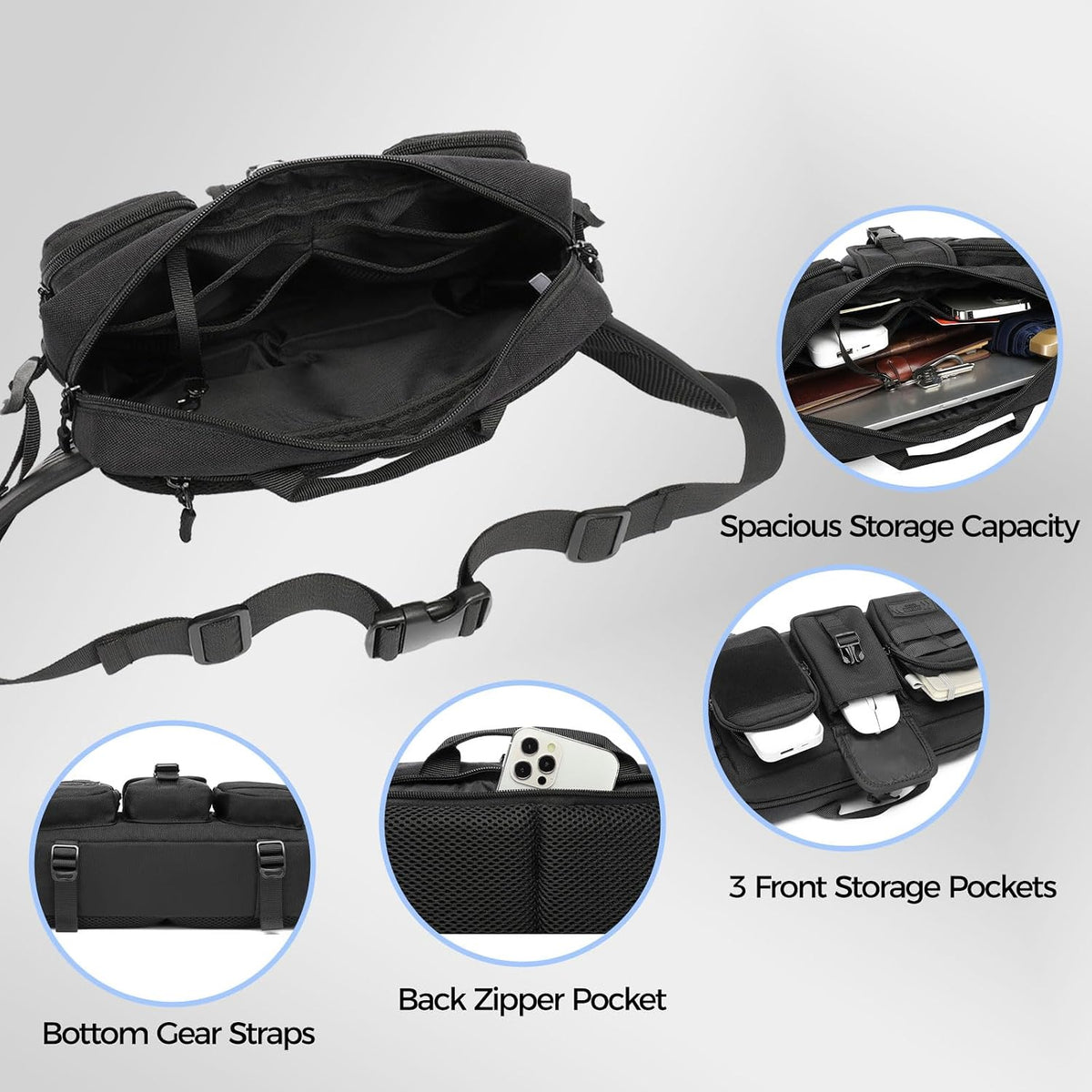 OZUKO Large Capacity Tactical Waist Bag Fanny Pack