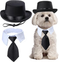 Yewong 2-Piece Pet Formal Accessories Set - Top Hat with Formal Necktie/Bowtie for Dog & Cat - Birthday Party, Graduation, Halloween Costumes