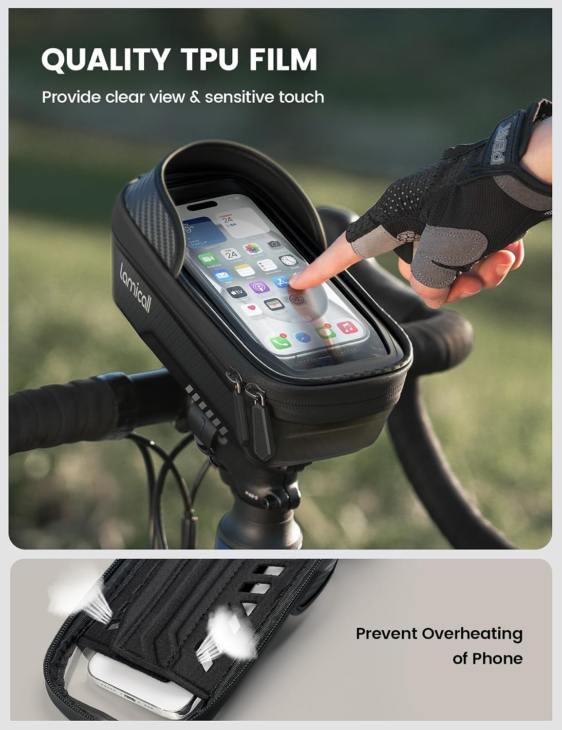 Lamicall Bike Frame Bag Waterproof - [1s Release] Bike Phone Mount Holder